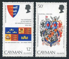Cayman 352-353,353a, MNH. Michel 347-348, Bl.6. Sir Winston Churchill-100, 1974. - Kaaiman Eilanden
