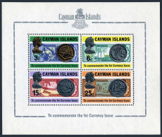 Cayman 309a, MNH. Michel Bl.3. First Coinage, Bank Notes, 1973. Sailing Ship. - Iles Caïmans