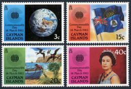 Cayman 510-513, MNH. Mi 514-517. Commonwealth Day 1983. Flags, Fisherman, Birds. - Kaaiman Eilanden