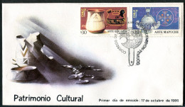 Chile 734-735a Pair, FDC. Michel 1147-1148. Art 1986: Urn, Jug, Silver Ornament. - Chili