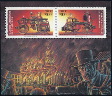 Chile 1048a, MNH. Michel Bl.29. Antique Fire Engines, 1993. Canada, GB. - Chile