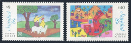 Chile 683-684, MNH. Michel 1070-1071. Christmas 1984. Children Drawings. - Chile