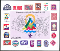 Chile 1270A, MNH. Michel 1882 Bl.40. 1999 World Scout Jamboree, Picarquin,Chile. - Chile