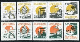 Chile 988-997a Two Strips, MNH. Michel 1480-1489. Environmental Protection,1992. - Chili