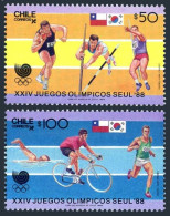 Chile 775-776,776a Sheet, MNH. Mi 1220-1221, Bl.7. Olympics Seoul-1988. Javelin, - Chili