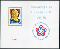 Chile 492a Souvenir Card, MNH. Michel 857 Note USA-200, 1976. George Washington. - Chile