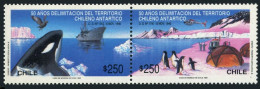 Chile 933-934,MNH. Mi 1401-1402. Antarctic: Penguins,Whale,Bird,Helicopter,Ship. - Cile