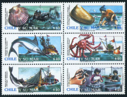 Chile 895 Af Block, MNH. Mi 1364-1369. Marine Resources 1990. Shells, Fish,Crab. - Chili