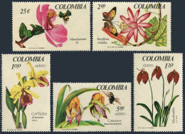 Colombia 768-769,C489-C491,hinged. Michel 1098-1102. Orchid Exhibition,1967.Bee. - Kolumbien