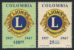 Colombia 770, C492, MNH. Michel 1106-1107. Lions International, 50th Ann. 1967. - Colombia