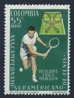 Colombia C454 Block/4, MNH. Mi 1049. South American Tennis Championships, 1963. - Colombie