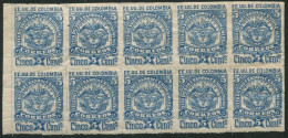 Colombia Cundinamarca 11 Block/10,MNH.Michel 11-II. Coat Of Arms,redrawn,1884. - Colombie