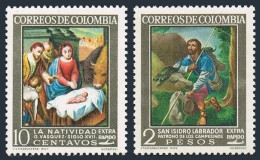Colombia C439-C440, MNH. St Isidore, Farmer,by Gregorio Y Ceballos.Redrawn 1962. - Kolumbien