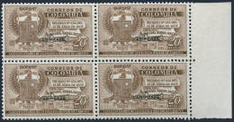 Colombia C331 Block/4,MNH.Mi 869. Air Post 1960.Arms & Academy Overprinted. - Colombia