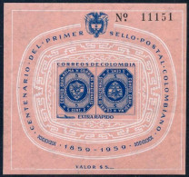 Colombia C355,MNH.Michel 892 Bl.15. Colombian Postage Stamps,centenary,1959.  - Kolumbien
