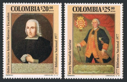 Colombia C651-C652, MNH. National Library-200, 1977. F.A.Moreno, M.de Guirior. - Colombie