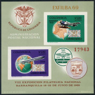 Colombia C516 Ab Sheet,MNH.Mi Bl.31. 1st Air Post Flight-50,1969. - Colombia
