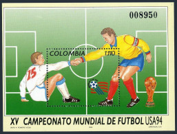 Colombia 1100,MNH.Michel 1942 Bl.50. World Soccer Cup Atlanta,USA-1994. - Kolumbien