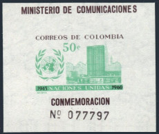 Colombia 724,725, MNH. Mi 953,954 Bl.21. United Nations, 15, 1960. Headquarters. - Kolumbien