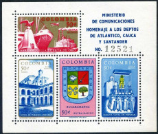 Colombia C410, MNH. Mi 988-991 Bl.23. Ships At Barranquilla, Monument-eagle,1961 - Colombia