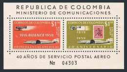 Colombia C350,MNH.Michel 897-898 Bl.17. AVIANCA Company,1960.Stamp.planes. - Colombia