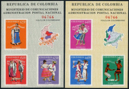 Colombia 797-798 Ac Sheets, MNH. Michel Bl.33-34. Dancers And Music, 1971. - Colombie