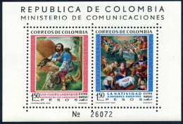 Colombia C388 Ab, MNH. Mi 951-952 Bl.20. Paintings By Vasquez Y Ceballos, 1960. - Colombia