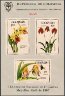 Colombia C491a Sheet,MNH.Michel Bl.27. Orchids 1967,Bee. - Kolumbien