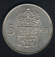 Schweden, 5 Kronor 1955, Silber, XF/UNC - Suède