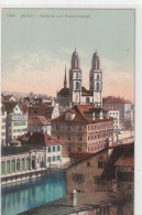 1196. ZÜRICH . RATHAUS UND GROSSMÜNSTER  .  CARTE COLORISEE NON ECRITE - Zürich