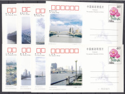 ⁕ CHINA 1998 ⁕ Bridges Across The Pearl River ⁕ Set Of 8 Stationery Unused Postcard ⁕ See All Scan - Chine