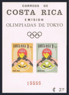 Costa Rica C416a Imperf Sheet, MNH. Mi Bl.7B. Olympics Tokyo-1964. Torch, Rings. - Costa Rica