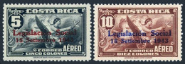 Costa Rica C92-C93,MNH.Mi 340-341. Air Post 1943.Allegory Of Flight,overprinted. - Costa Rica