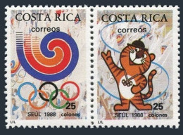 Costa Rica 404-405a Pair, MNH. Michel 1350-1351. Olympics Seoul 1988. Emblems. - Costa Rica