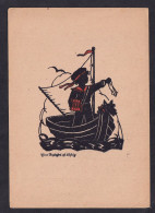 Silhouette - Boy In A Boat / Postcard Not Circulated, 2 Scans - Scherenschnitt - Silhouette