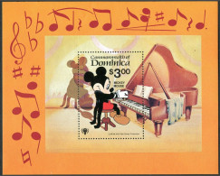 Dominica 653, MNH. MichelBl.60. IYC-1979. Music Scenes-Walt Disney, Piano. - Dominica (1978-...)