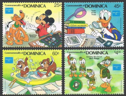 Dominica 954-957, 958 Sheet, MNH. AMERIPEX-1986. Walt Disney Characters. Scouts, - Dominica (1978-...)
