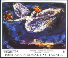 Dominica 1013, MNH. Mi 1031 Bl.118. Paintings By Marc Chagall, 1987. Firebird. - Dominica (1978-...)