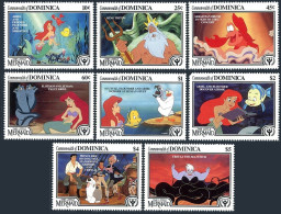 Dominica 1348-1352, 1354-1355, MNH. Literacy Year 1991. Walt Disney The Mermaid. - Dominica (1978-...)