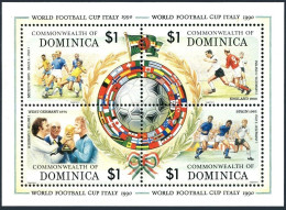 Dominica 1201 Ad Sheet, MNH. Michel . World Soccer Cup Italy-1990. - Dominique (1978-...)