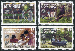 Dominica 901-904, MNH. Mi 919-922. Youth Year IYY-1985. Cricket Match, Parrot, - Dominica (1978-...)