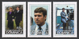 Dominica 970-972,973, MNH. Mi 984-987. Royal Wedding 1986:Andrew,Sarah Ferguson. - Dominica (1978-...)