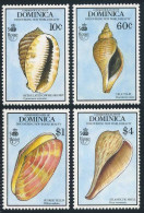Dominica 1251-1254-1255-1258,MNH. UPAE,Columbus-500 Logo,1990.Shells. - Dominique (1978-...)