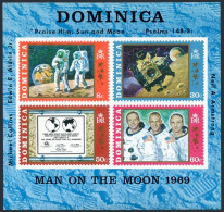 Dominica 296a Sheet, MNH. Mi Bl.2. Moon Landing, Armstrong, Aldrin, Collins.1970 - Dominique (1978-...)