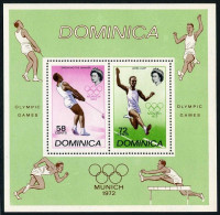 Dominica 344a,MNH. Michel Bl.14. Olympics Munich-1972. Hammer Throw, Broad Jump. - Dominica (1978-...)