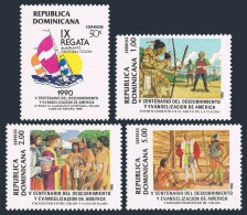 Dominican Rep 1090-1093,MNH.Mi 1625-1628. Discovery Of America-500.Regatta.1990. - Dominique (1978-...)