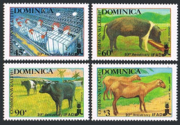 Dominica 1086-1089,MNH.Mi 1117-1120.IFAD-10,1988.Hen House,Pig Farm,Cattle,Sheep - Dominica (1978-...)