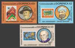 Dominica 931-933, MNH. Mi 945-947. UN 40th Ann. Baden-Powell, Maimonides,R.Hill. - Dominica (1978-...)