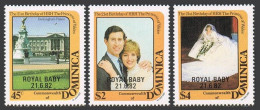 Dominica 782-784,MNH.Michel 796-798. Princess Diana-Royal Baby,1982.Palace. - Dominica (1978-...)
