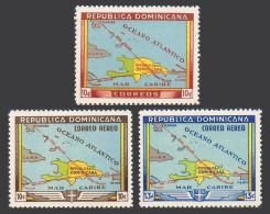 Dominican Rep 421,C62-C63,MNH. Santo Domingo, 450, 1946. Map: Hispaniola. - Dominique (1978-...)